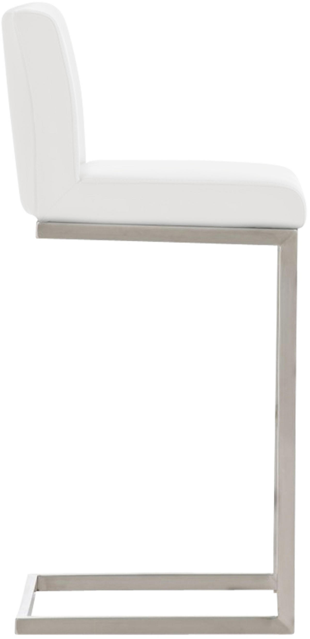 BARHOCKER 2er Set Paragon Kunstleder weiß - Edelstahlfarben/Weiß, Kunststoff/Metall (42/104/48cm) - TPFLiving