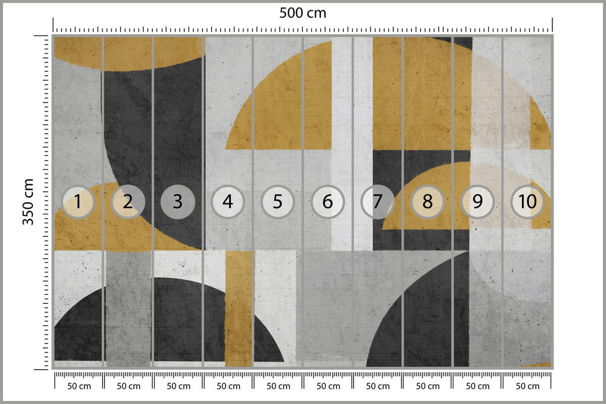 FOTOTAPETE für Wohnzimmer Abstrakte Geometrische Muster Formen 500x350 - Gelb/Schwarz, Papier (500/350cm) - Muralo