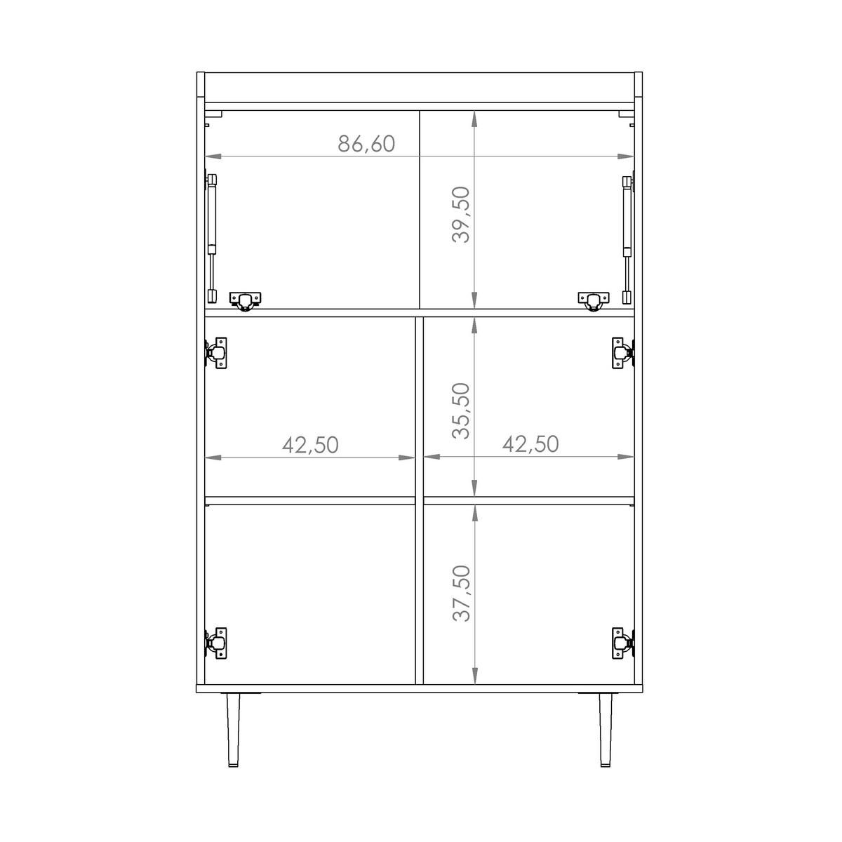 KOMMODE Vasilia mit 3 Türen, Brandy Castello - Eichefarben, Holzwerkstoff (90/140/40cm) - Beautysofa