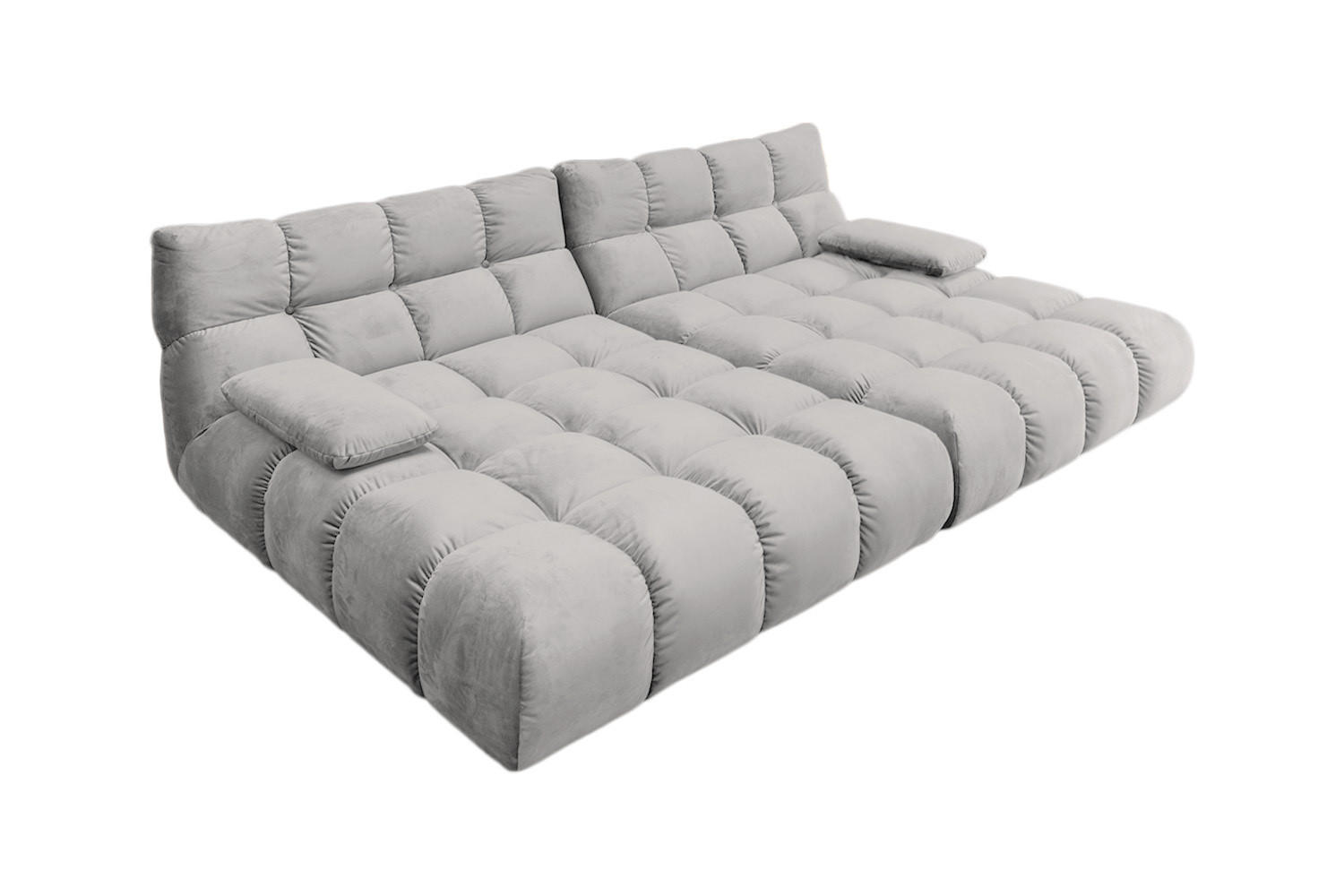 BIG SOFA VIVIEN Silber Velvet - Silberfarben/Schwarz, Kunststoff/Textil (296/85/178cm) - KAWOLA