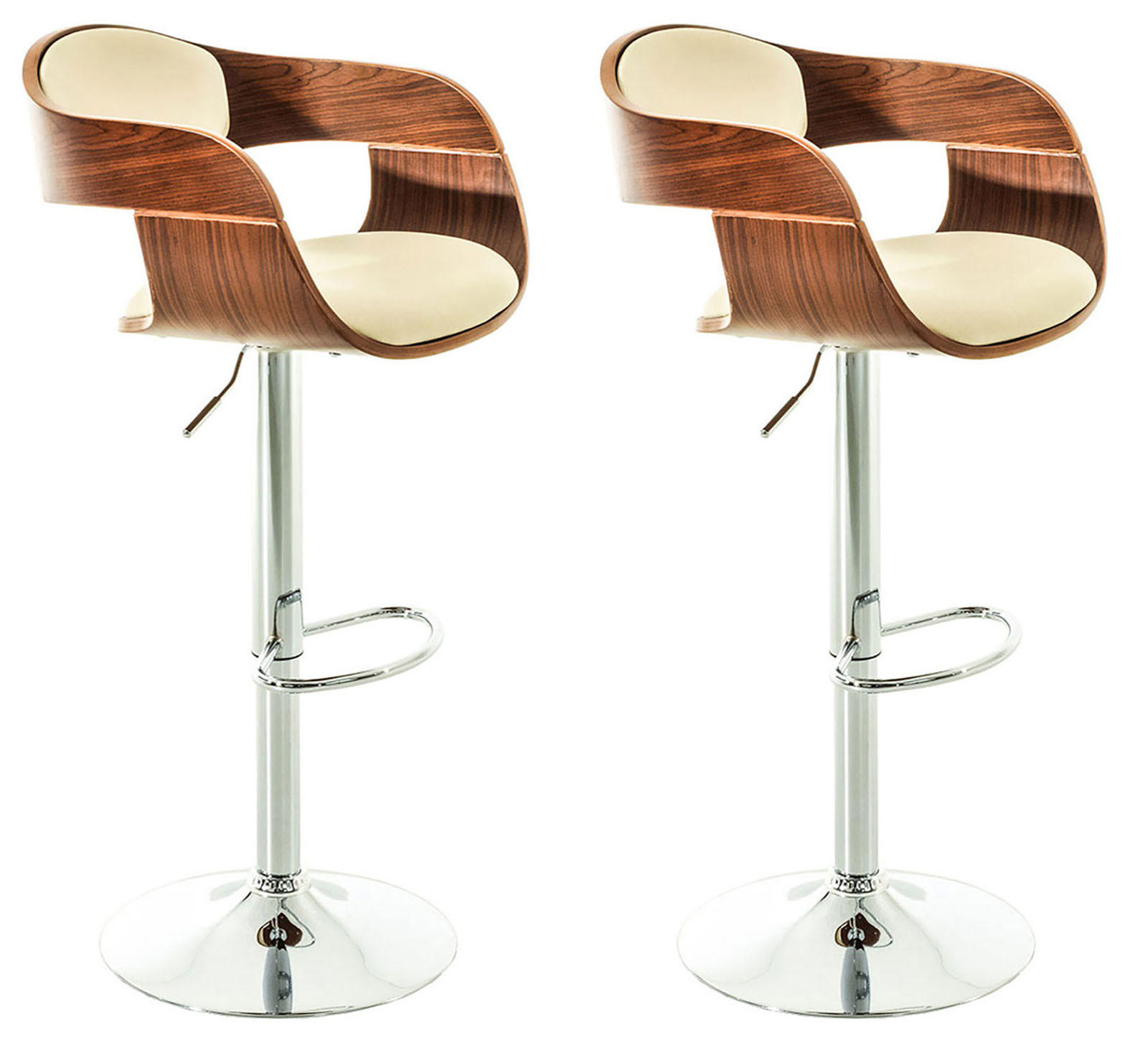 BARHOCKER 2er Set Lederlook walnuss/creme - Walnussfarben/Creme, Textil/Metall (50/88/48cm) - CLP
