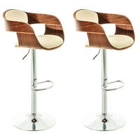 BARHOCKER 2er Set Lederlook walnuss/creme - Walnussfarben/Creme, Textil/Metall (50/88/48cm) - CLP