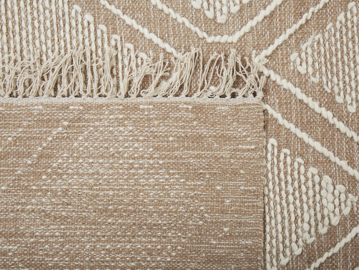 KURZFLOR-TEPPICH Kacem 230/160 cm - Beige, Textil (160/230cm) - Beliani