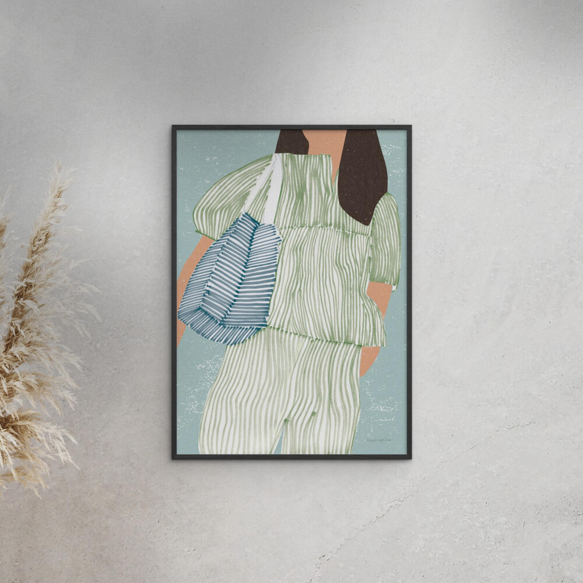 POSTER mit Rahmen Wild Apple - Striped ll - Schwarz/Grün, Holz/Papier (70/100cm) - Poster&Frame