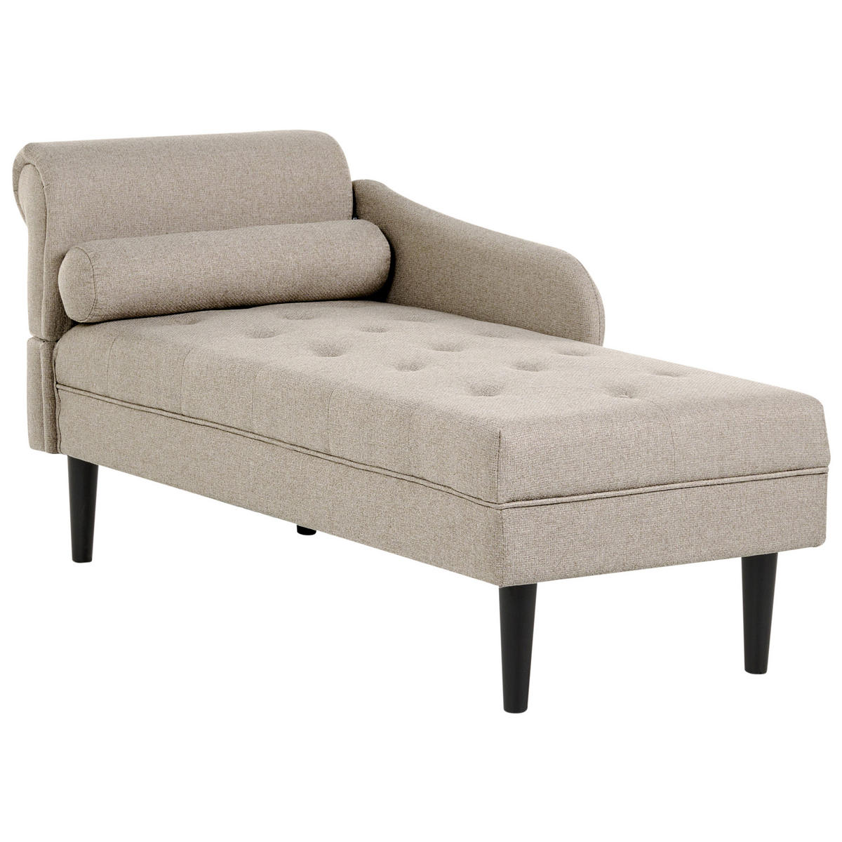 ČALOUNĚNÉ LEHÁTKO CHAISE LONGUE LEVOSTRANNÉ Látka Béžové Yvoire - černá/béžová, textil (68/72/151cm) - Beliani