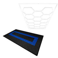 GARAGENBODENFLIESEN Belüftete und sechseckige LED-Leuchten 90 Schwarze x 30 Blaue - mit Kanten - Schwarz, Kunststoff (40/1.8/40cm)