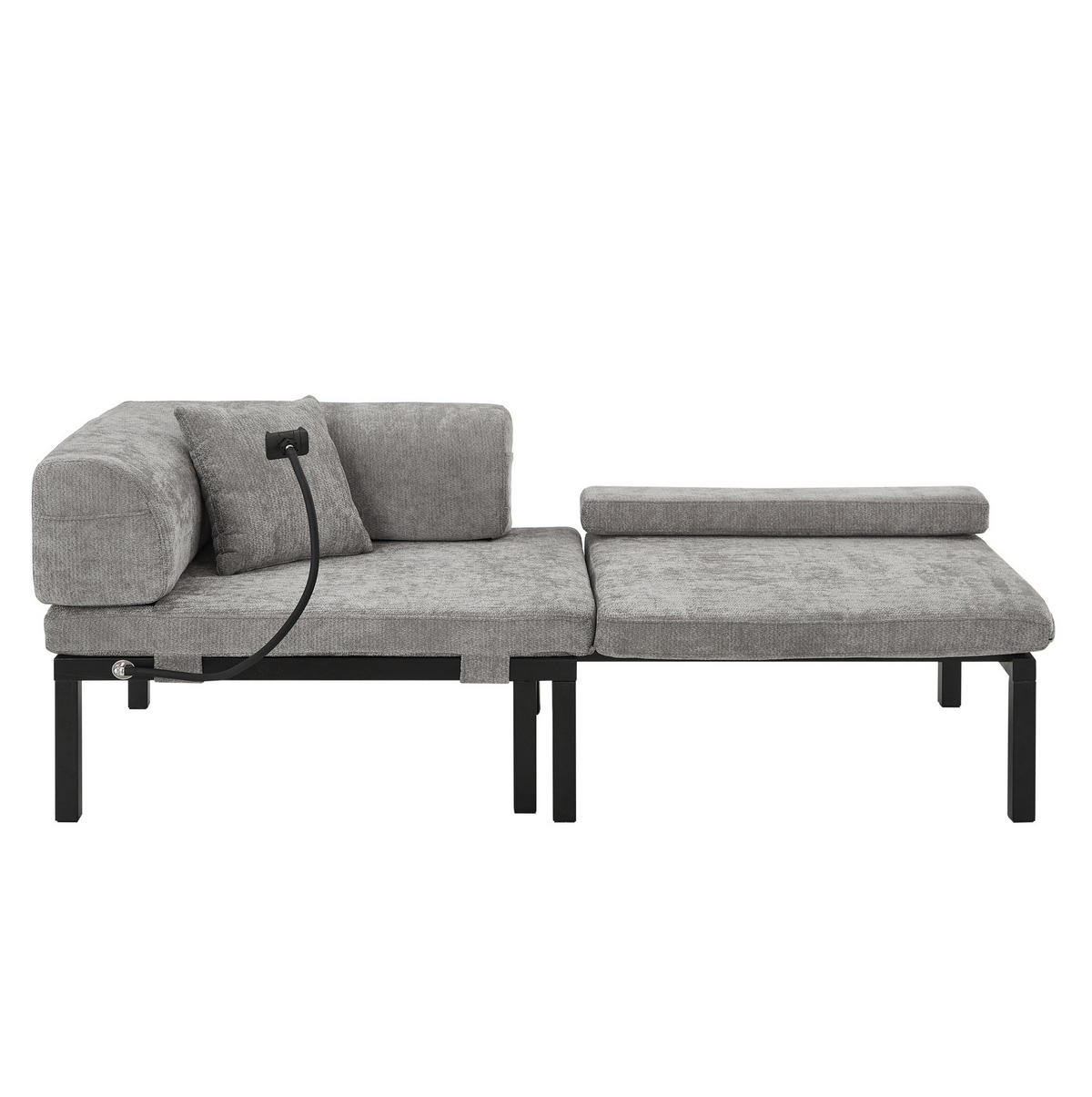 SCHLAFSOFA aus Samt Hellgrau mit ausziehbarer Einzelfunktion und klappbarem, platzsparendem Design - Hellgrau, Textil (176/64/81cm) - Modfu