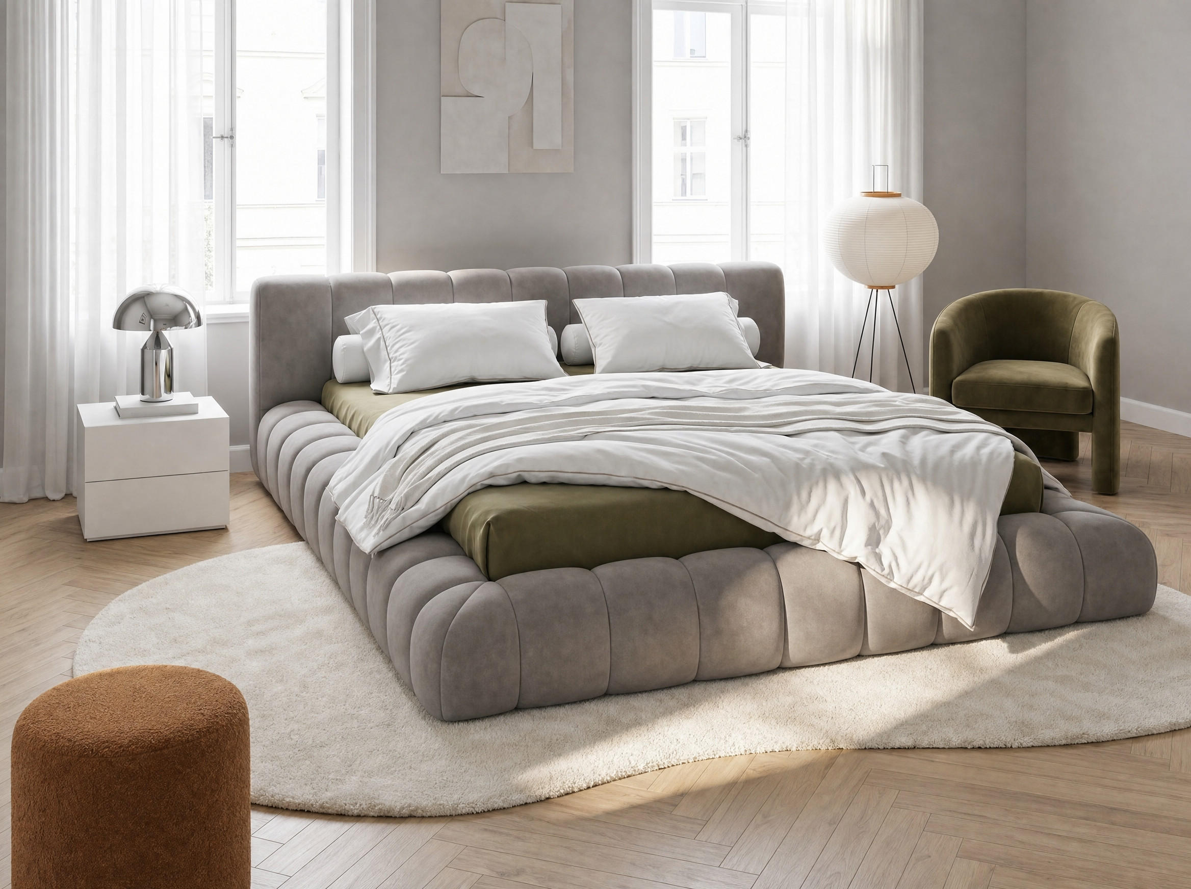 POLSTERBETT Adore Taupe 160/200 cm Samt mit Bettkasten - Taupe, Textil/Metall (160/200cm) - wonello