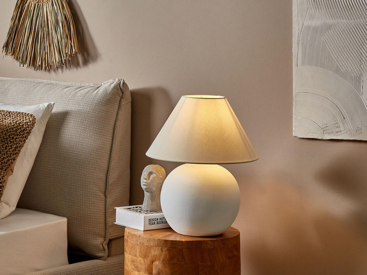 TISCHLAMPE Limia 34/34/41 cm - Weiß, Keramik (34/34/41cm) - Beliani