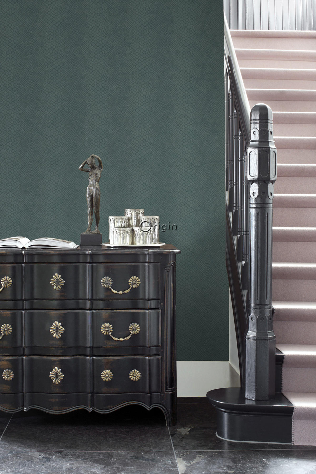 TAPETE Schlangenhaut-Motiv 53 cm x 10.05 m - Blau, Papier (53/1000cm) - Origin Wallcoverings