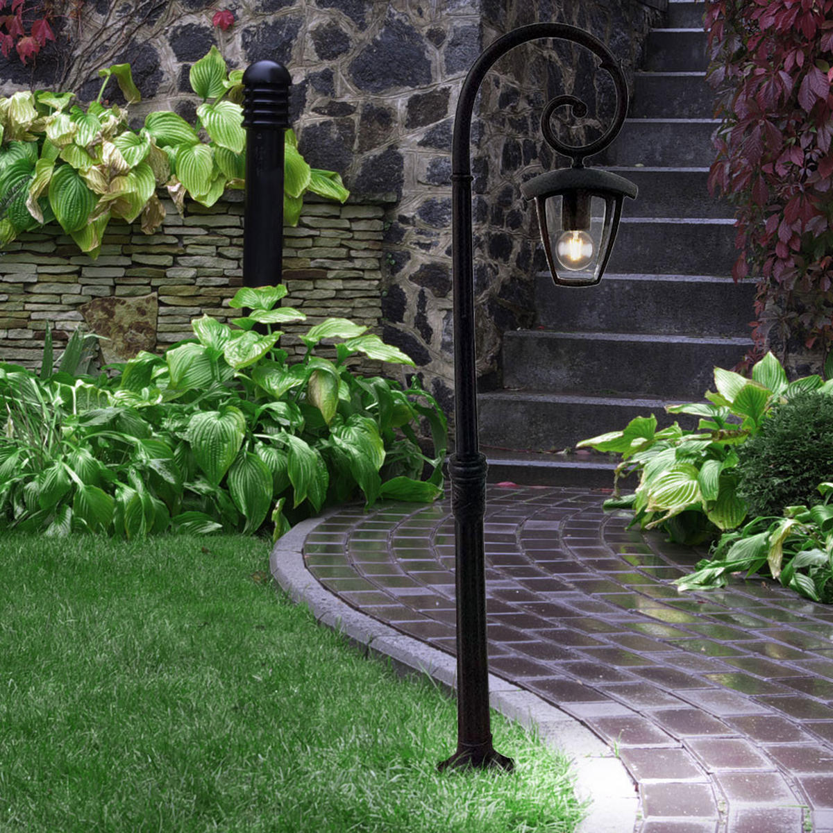 STEHLATERNE Aluminium Schwarz - Schwarz, Metall (34.5/34.5/136.5cm)