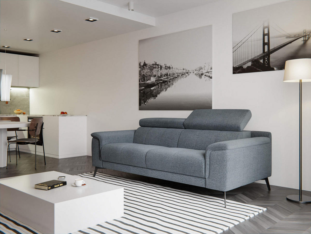SOFA FIERO 3-Sitzer, dunkelgrau - Dunkelgrau/Schwarz, Holzwerkstoff/Textil (212/82/103cm) - Courtois Laville