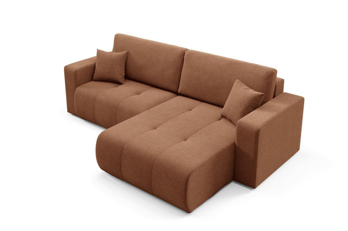 ECKSOFA Augusto - Kupferfarben, Holzwerkstoff/Textil (244/149cm) - Fun Möbel