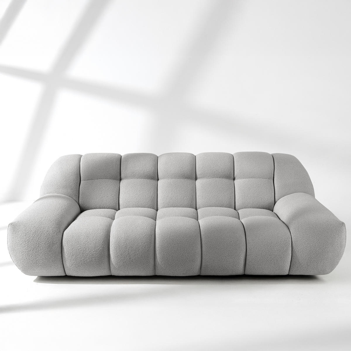 EINZELSOFA VENA Bouclé, Hellgrau - Hellgrau, Holz/Textil (225/72/105cm) - KONSIMO®