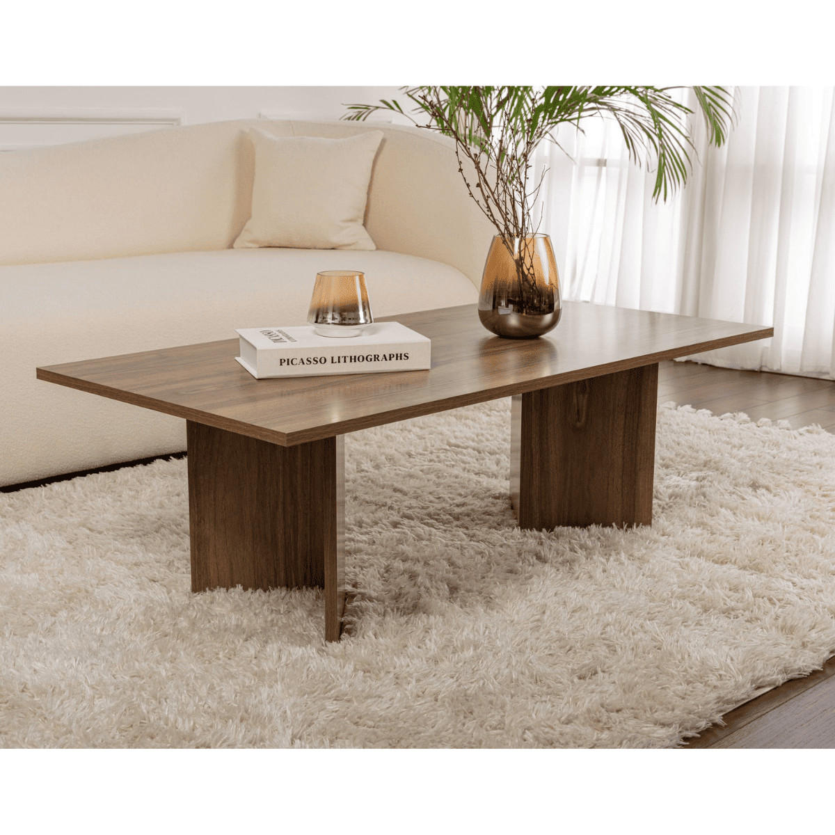 COUCHTISCH mit rechteckiger Platte 119/60/40 cm - Naturfarben, Holzwerkstoff (119/60/40cm) - Calicosy