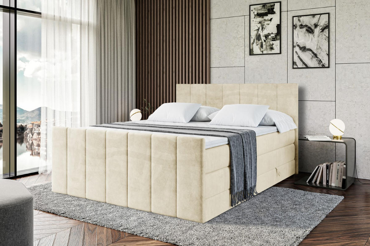 BOXSPRINGBETT MOETI-Z KING - 160x200 - H3/H4 - Beige - Beige, Holzwerkstoff (160/200cm) - ALTDECOR