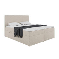 BOXBETT ZLATAN 160x200 cm in Beige Webstoff - Beige/Schwarz, Holz/Holzwerkstoff (160/200cm) - Meblini
