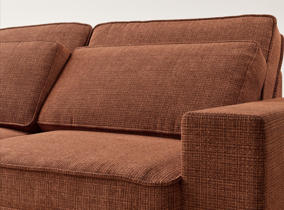 ECKSOFA Kirou Kupferfarbe Chenille-Stoff - Links Seite - Schwarz/Kupferfarben, Holz/Holzwerkstoff (225/311cm) - Maison de Reve