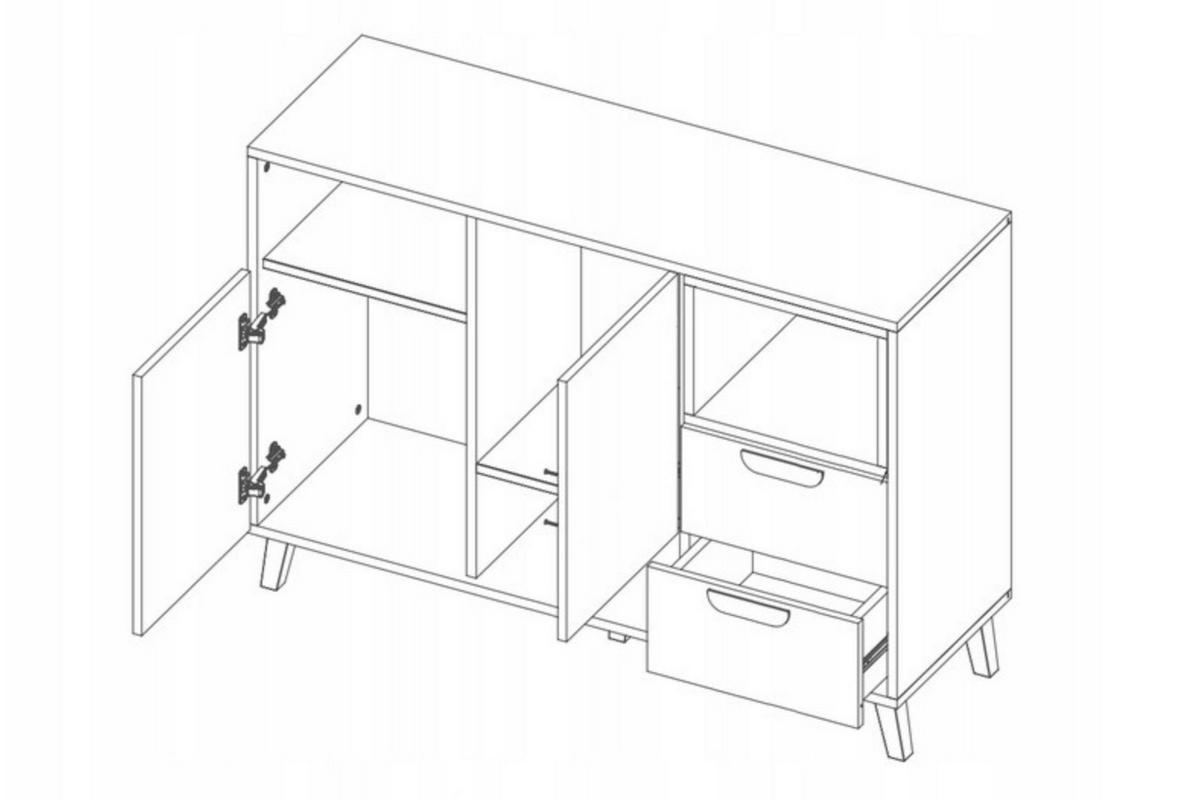 KINDERKOMMODE JUSTIN 07 120 cm breit in Weiß / Graphit / Grau / Eiche - Eichefarben/Graphitfarben, Holzwerkstoff (120/84/40cm) - Deine Möbel 24