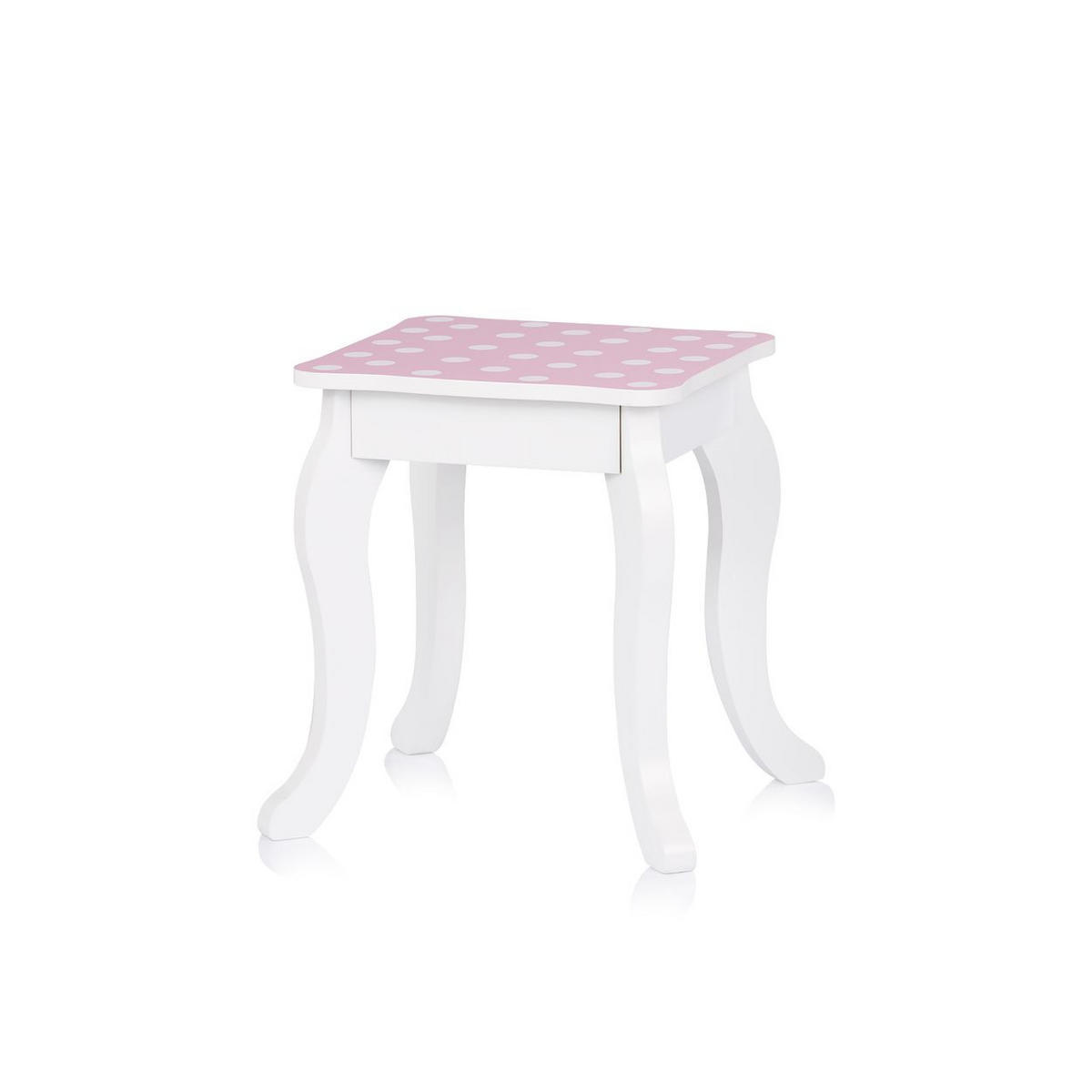 SPIELZEUG Schminktisch Rosa-Weiß weiß Holz, Frisiertisch, Hocker, Spiegel, Schublade, Rosa-Weiß-Design - Weiß, Holz (29/100/59cm) - Chipolino