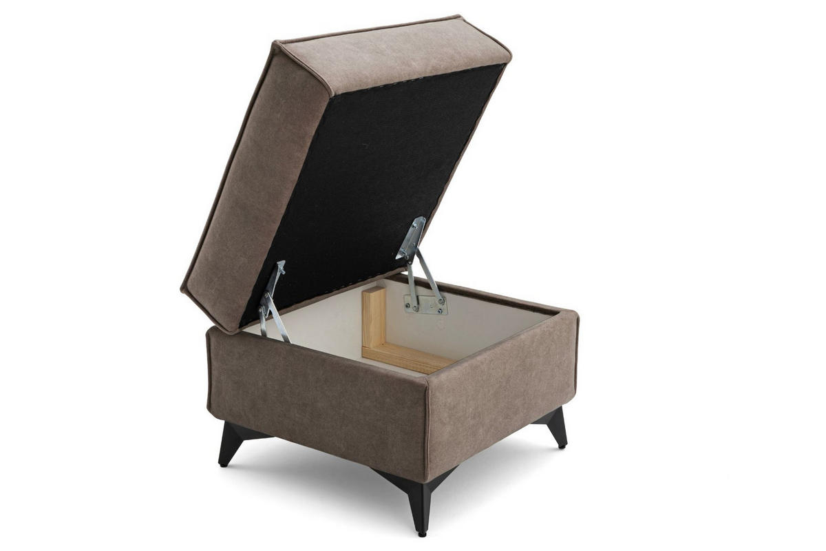 POUF PURE 55 x 55 cm Velours Beige - Beige/Schwarz, Holz/Textil (55/45/55cm) - Muffo
