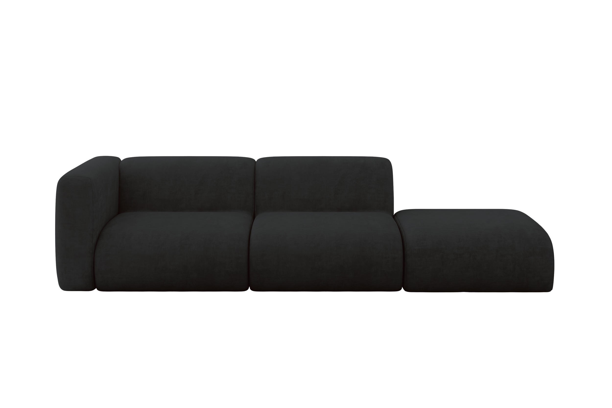 SOFA Ottomane Links MIRA-S3 296x89x70 Schwarz Velours - Anthrazit/Schwarz, Holzwerkstoff/Kunststoff (296/70/89cm) - ALTDECOR