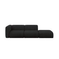 SOFA Ottomane Links MIRA-S3 296x89x70 Schwarz Velours - Anthrazit/Schwarz, Holzwerkstoff/Kunststoff (296/70/89cm) - ALTDECOR