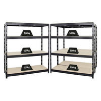 SCHWERLASTREGAL Rhino 3er-Set mit 3x 180x160x60 cm 4 Spanplatten-Ebenen 16mm Fachlast 500 kg Schwarz - Schwarz, Metall (480/180/60cm) - PROREGAL