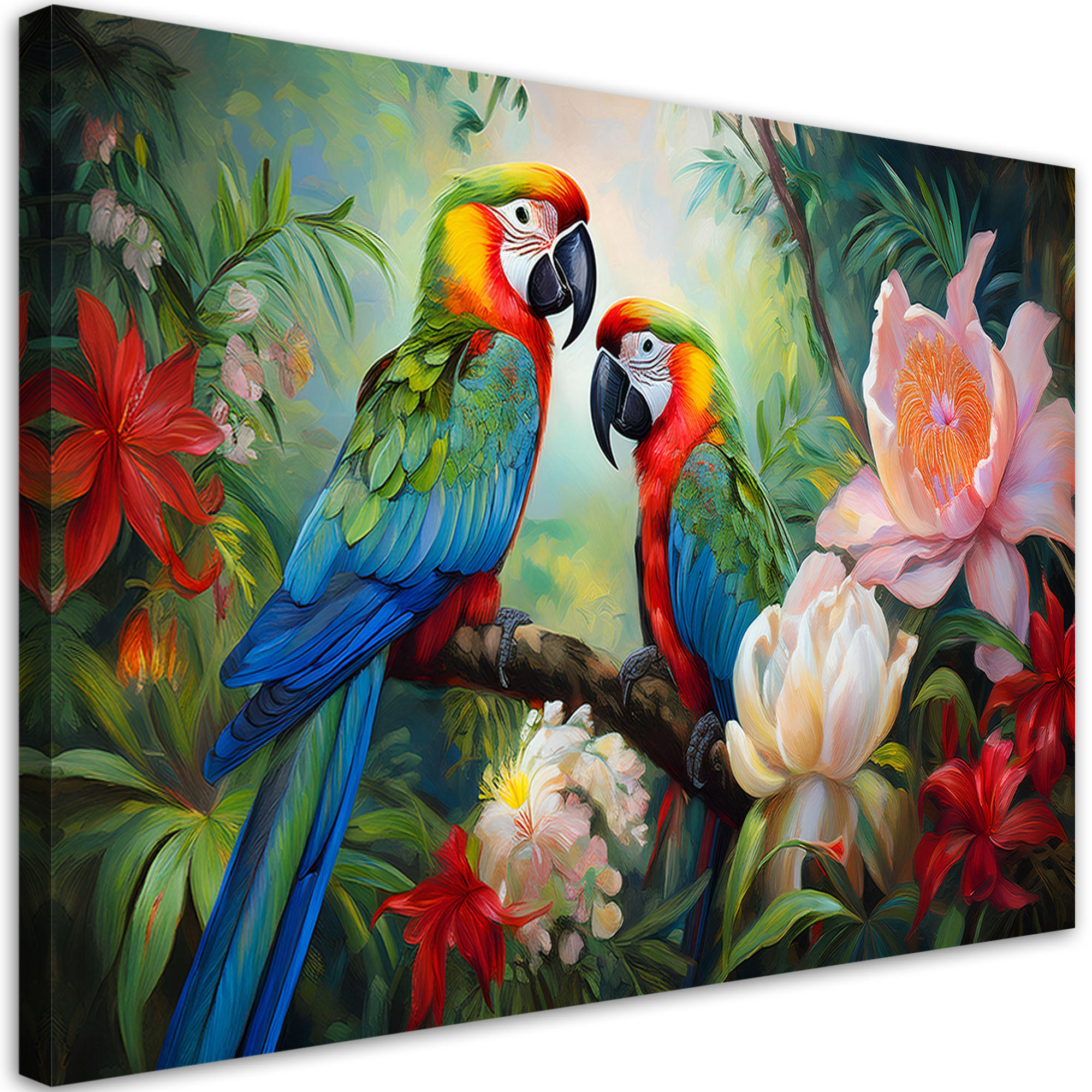 WANDBILD bunte tropische dschungelpapageien - Multicolor, Textil (60/40cm) - Feeby