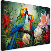 WANDBILD bunte tropische dschungelpapageien - Multicolor, Textil (60/40cm) - Feeby