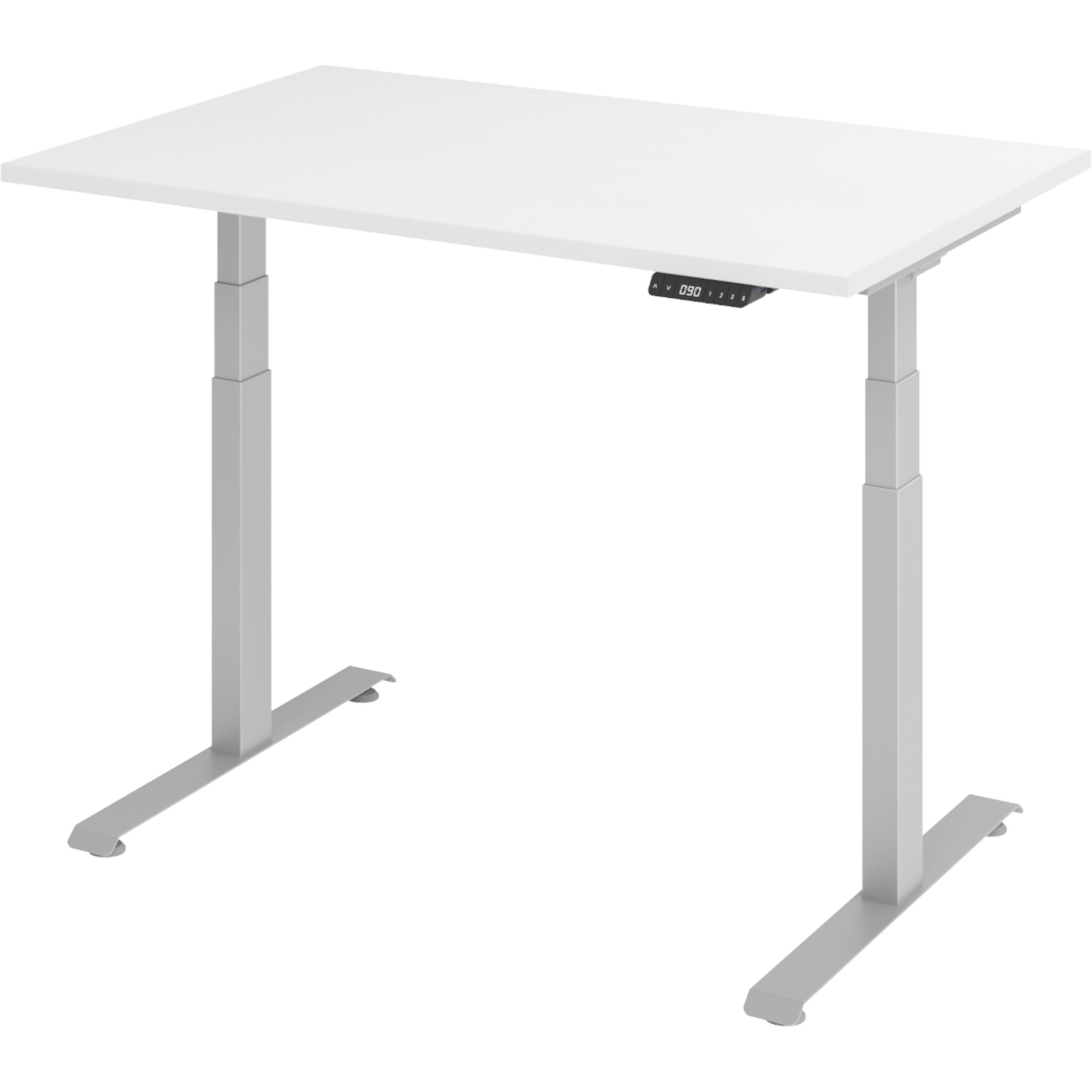 SCHREIBTISCH elektrisch 80/120/74 cm in Weiß/Silberfarben - Silberfarben/Weiß, Holzwerkstoff (80/120/74cm) - bümö