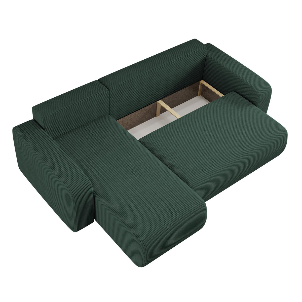 SCHLAFSOFA MILANO XL und bettkasten stoff Poso Dicker Cord Grün Links - Grün, Holz (274/82/145cm) - Kaiser Möbel