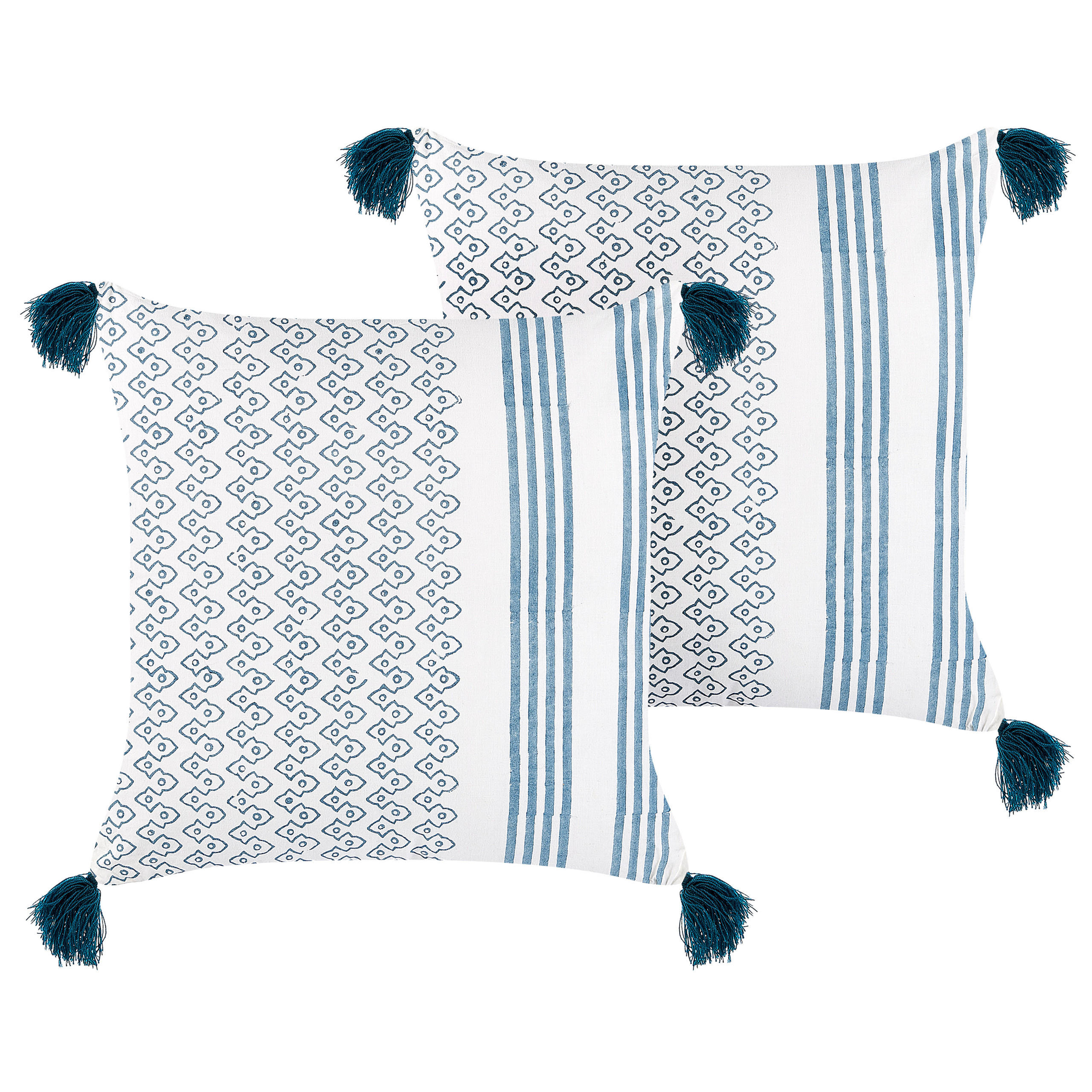 DEKOKISSEN 2er-Set Dunkelblau 45/45 cm Tilia - Dunkelblau, Naturmaterialen/Textil (45/45cm) - Beliani