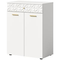 KOMMODE weiß Hochglanz 70 cm, Sideboard mit 3D-Struktur - Weiß Hochglanz/Goldfarben, Holzwerkstoff/Kunststoff (70/92/40cm) - Inn.Furn