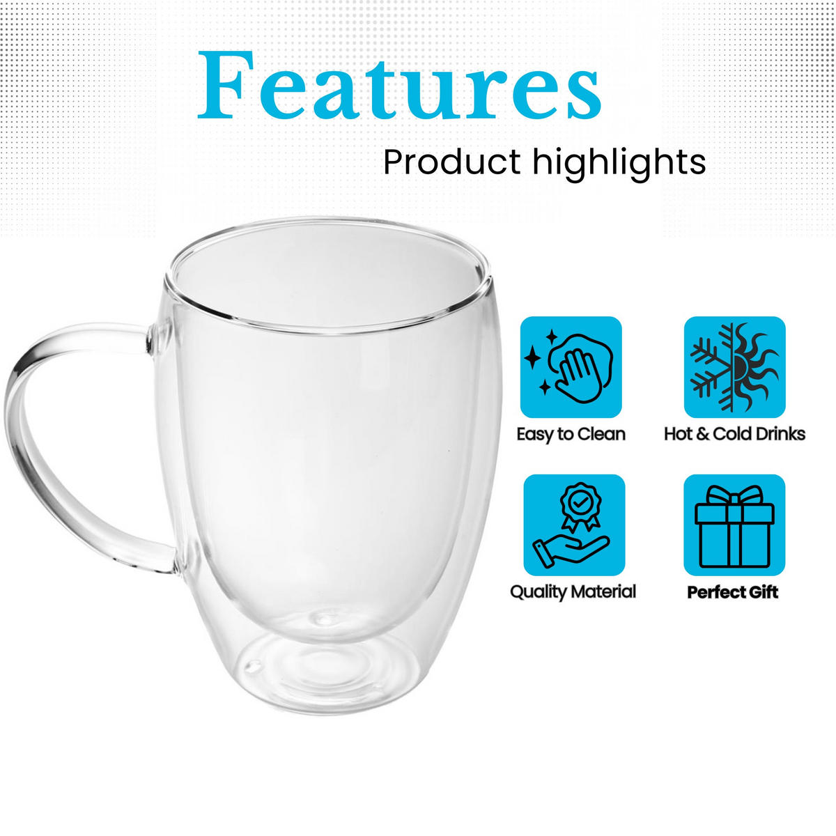 KAFFEEGLAS 250 ml (2er-Set) - Transparent, Glas - Intirilife