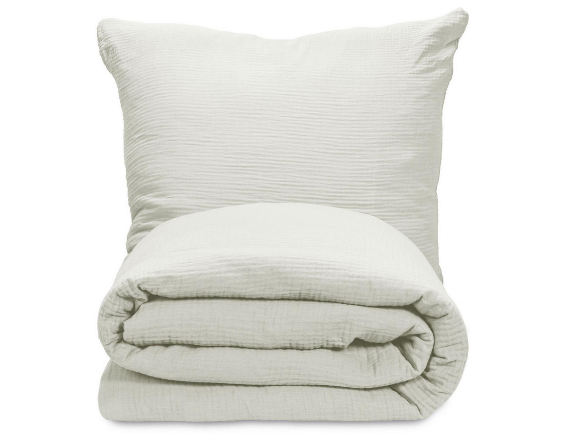 BETTWÄSCHE, 2er-Set, 80x80+135x200 cm, 100% Baumwolle, Beige - Creme, Textil (135/200cm) - Zollner