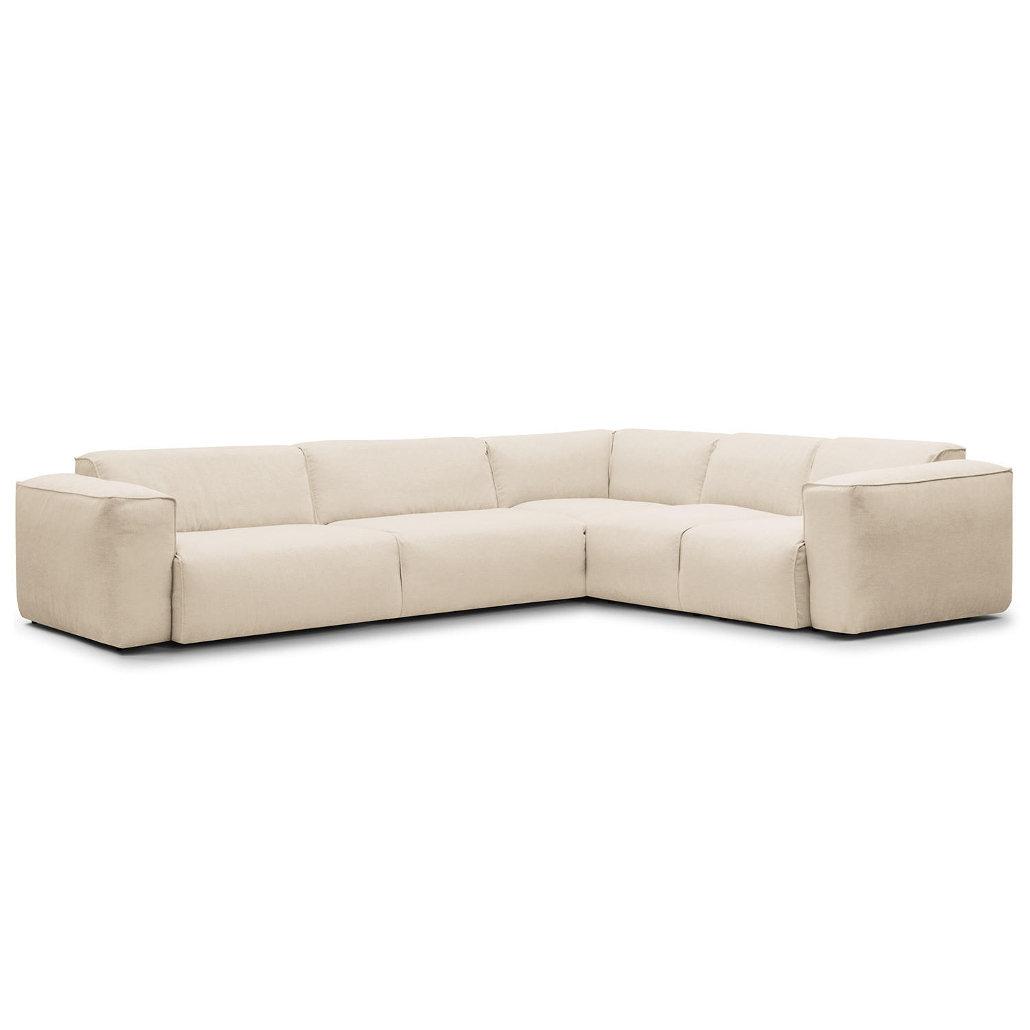 ECKSOFA mit Rundecke - Beige/Schwarz, Textil (325/260cm) - home24