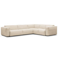 ECKSOFA mit Rundecke - Beige/Schwarz, Textil (325/260cm) - home24