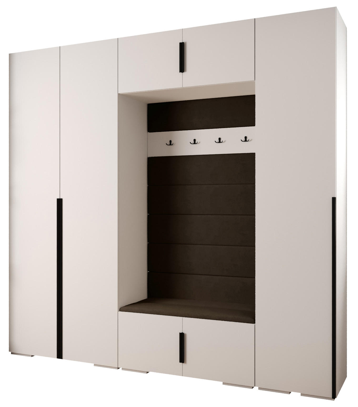 Abiks Möbel Garderoben-Set Weiß, Dunkelbraun, Schwarz 250x236.7x47 cm