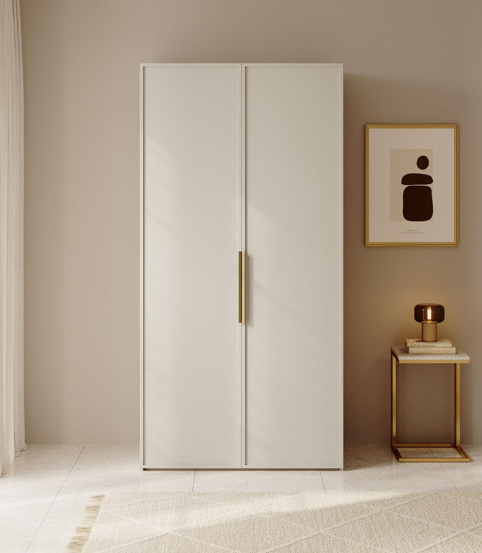 KLEIDERSCHRANK Frame Greige 100 cm - Taupe/Goldfarben, Holzwerkstoff/Metall (100/200.5/57cm) - Selsey