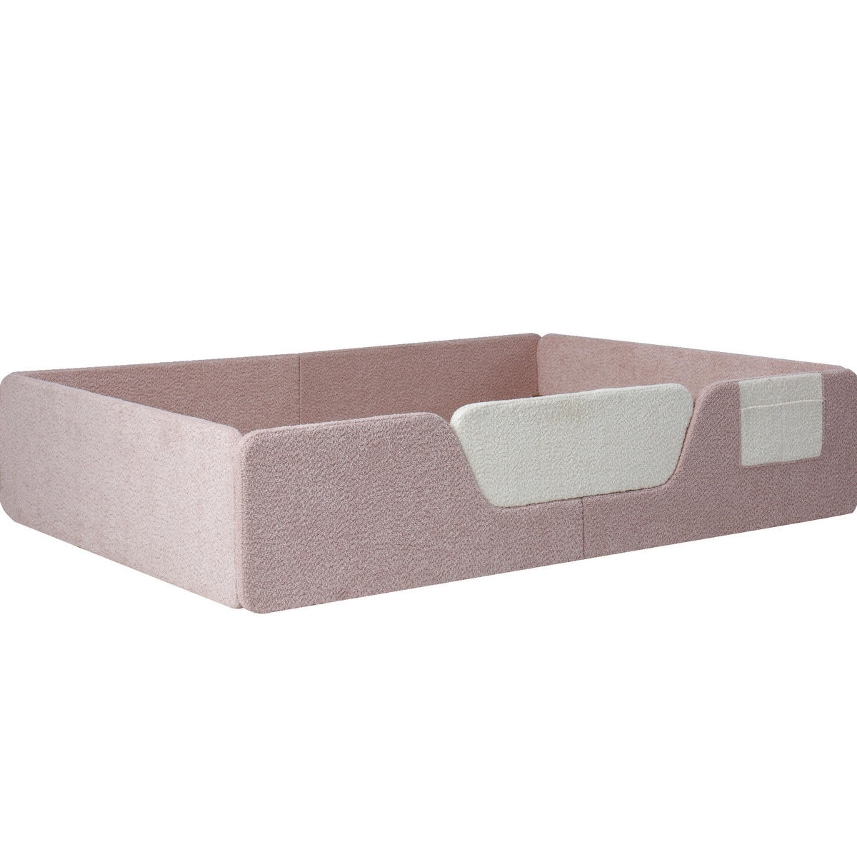POLSTERBETT aus Samt 140x190 cm Rosa mit abnehmbaren Seitengittern und Stofftasche - Rosa, Textil (140/190cm) - Modfu