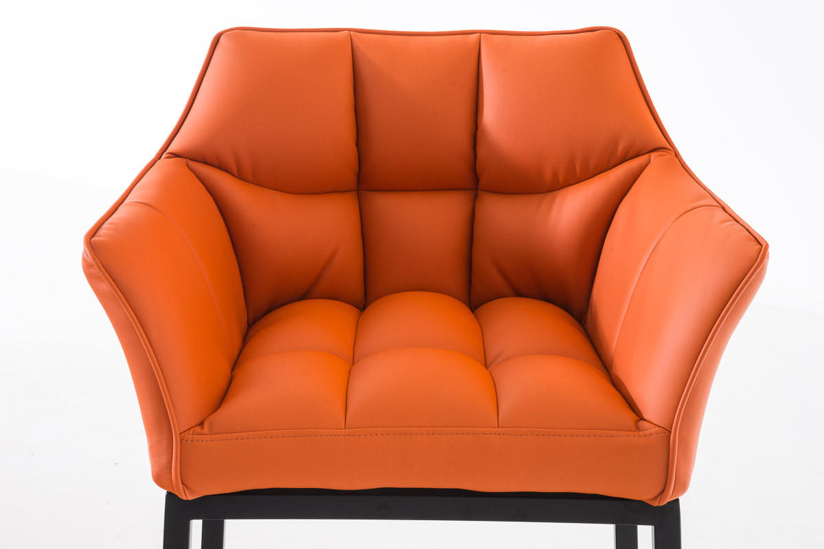 BARHOCKER Gibel Kunstleder Orange Schwarz - Orange, Leder (64/110/48cm) - DELUKE