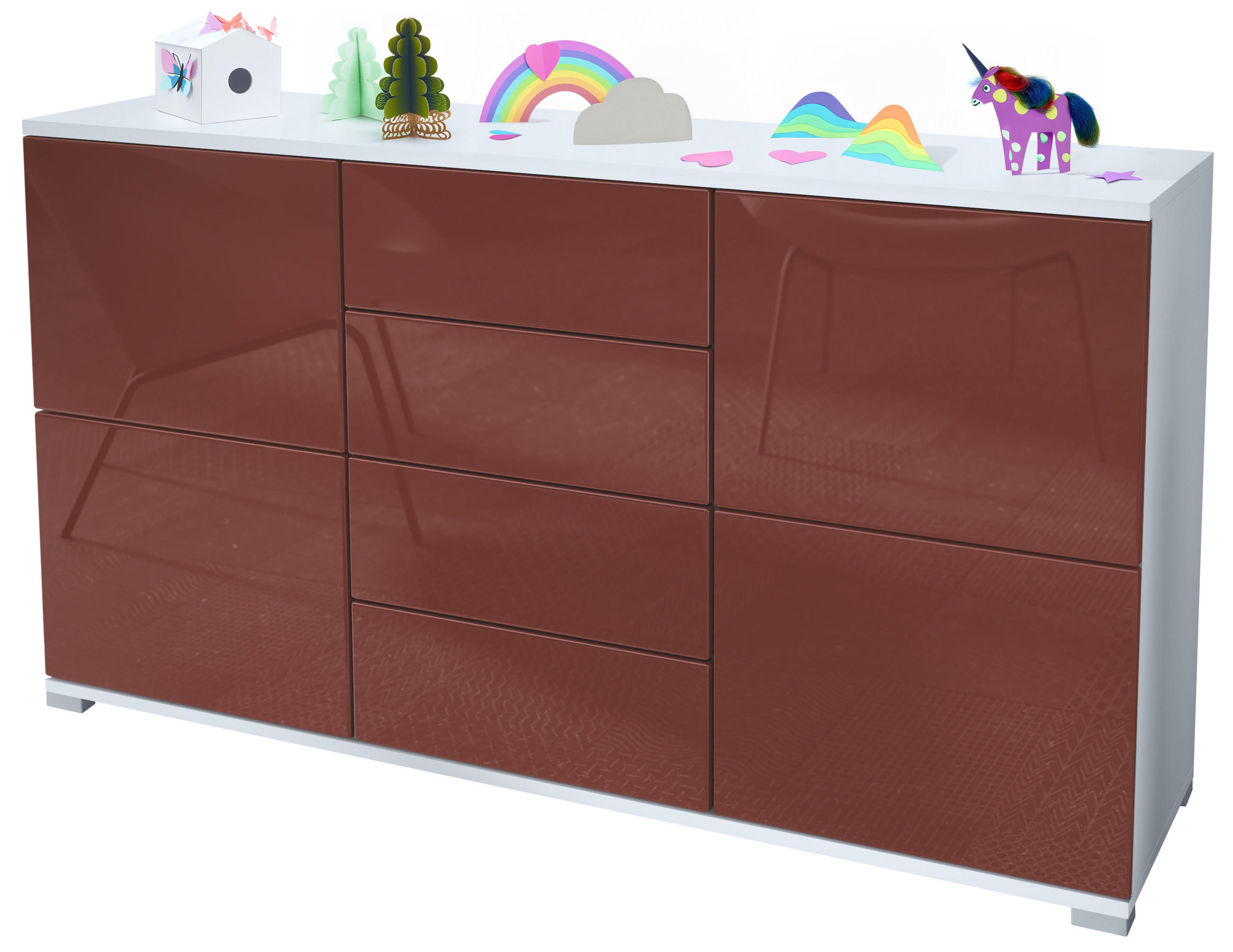 SIDEBOARD Rova Bordeaux Hochglanz - Bordeaux, Holzwerkstoff (138.5/75.5/35cm) - Vladon