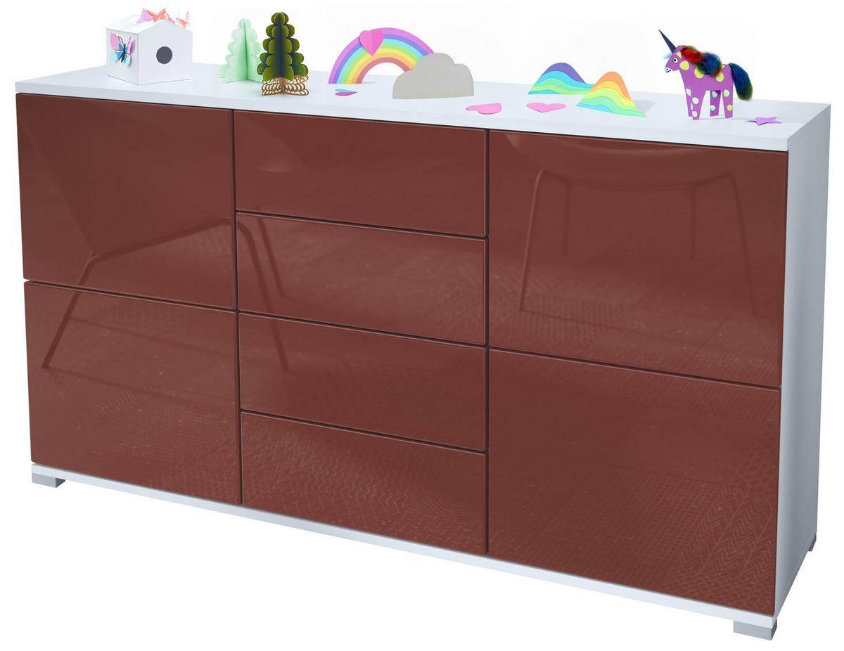 SIDEBOARD Rova Bordeaux Hochglanz - Bordeaux, Holzwerkstoff (138.5/75.5/35cm) - Vladon