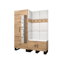 GARDEROBEN-SET 196/158/45,6 - Schwarz/Eiche Artisan, Holz/Kunststoff (158/196/45.6cm) - Abiks Möbel