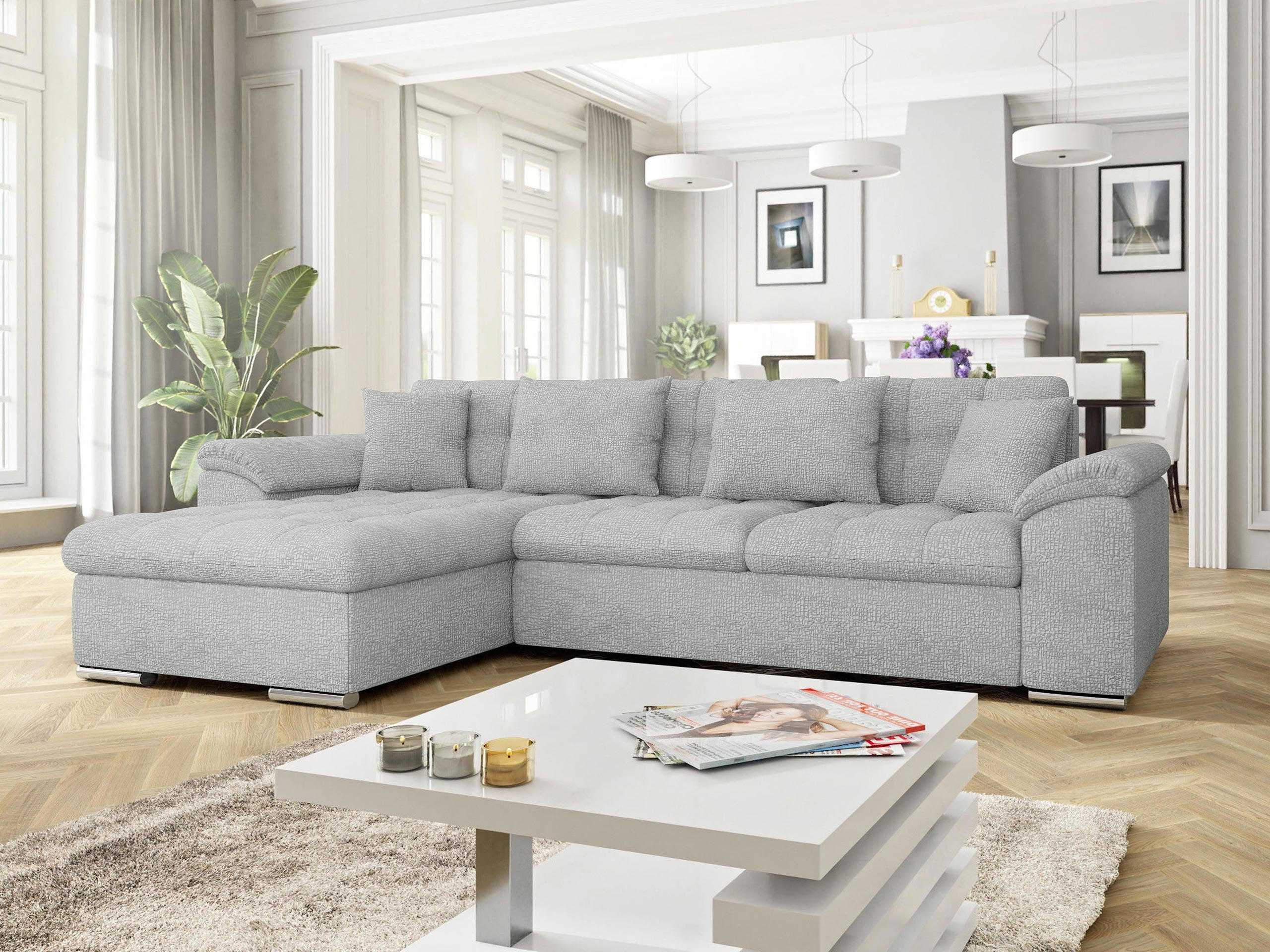 ECKSOFA Diana Premium, Seite: Links - Greige, Holz/Textil (280/160cm) - MIRJAN24