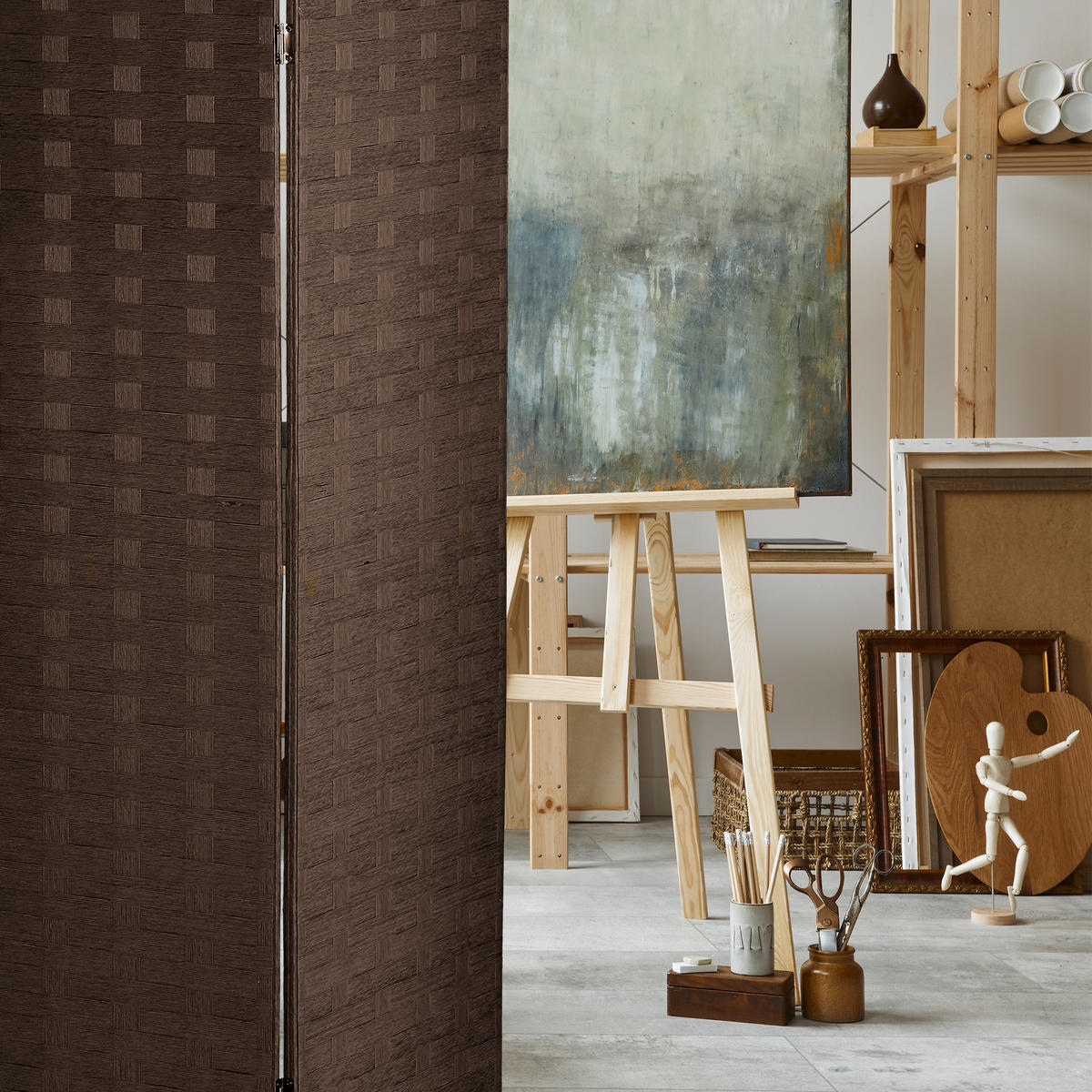 PARAVENT - Braun, Holz/Papier (320/170/2cm) - Relaxdays