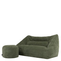 SITZSACK Sofa mit rundem Hocker - Salbeigrün, Textil (160/70/93cm) - icon