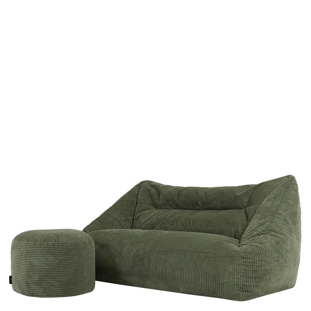 SITZSACK Sofa mit rundem Hocker - Salbeigrün, Textil (160/70/93cm) - icon