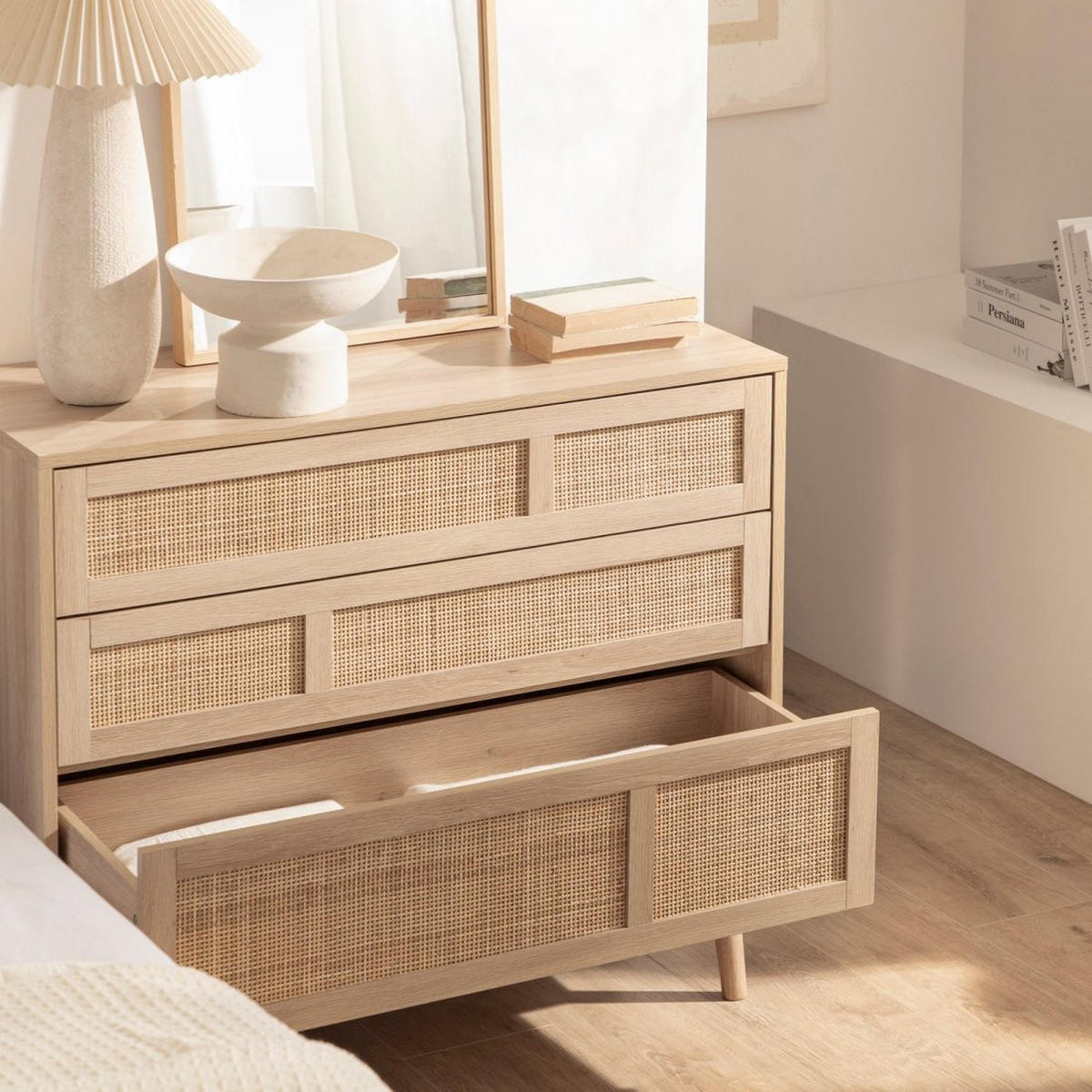 KOMMODE MIT SCHUBLADEN Ikigai Natürlich 90 cm x 80 cm - Naturfarben, Holzwerkstoff (40/80/90cm) - Klast Home